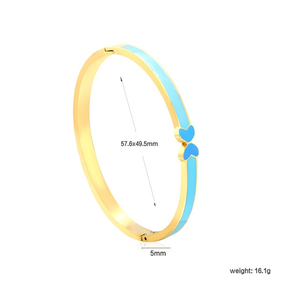 18K Gold Plated stainless steel hinge   Bracelets – Vibrant Pink & Blue Enamel … - Picture 7 of 7